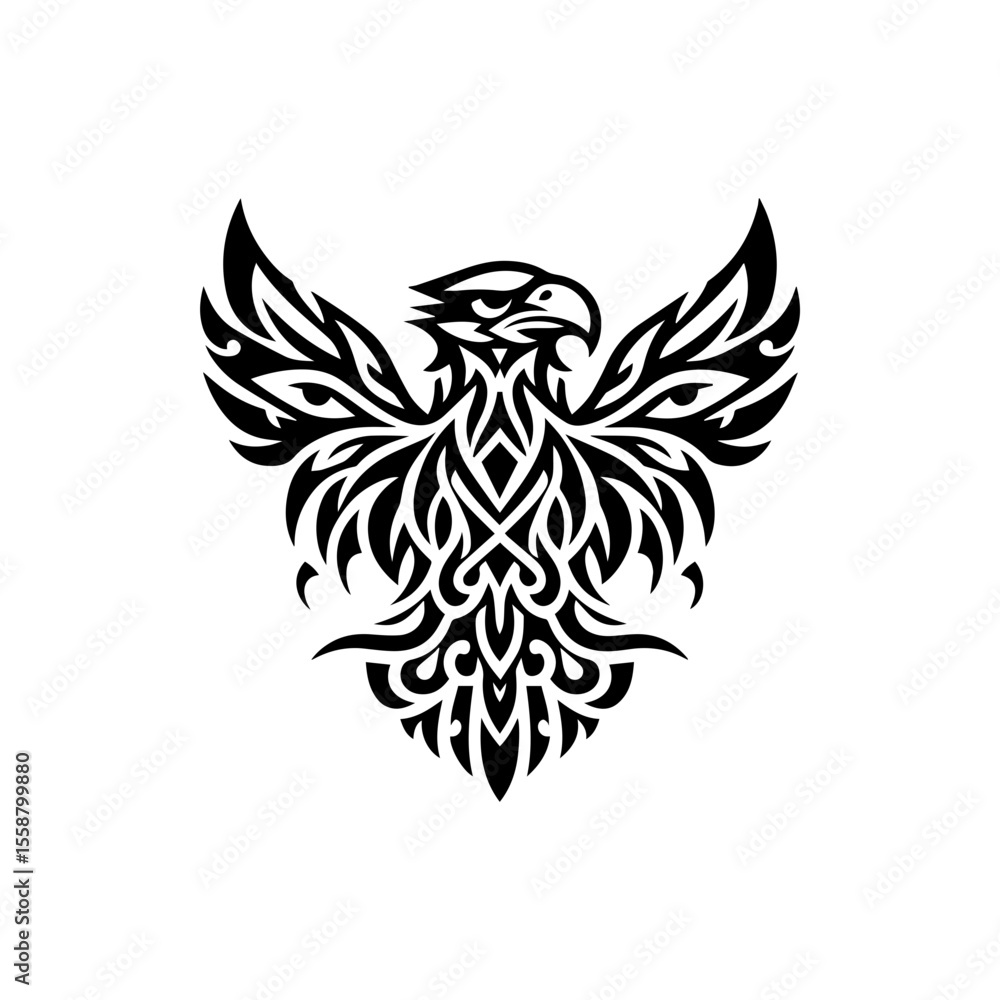 Obraz premium Tribal eagle head outline in black