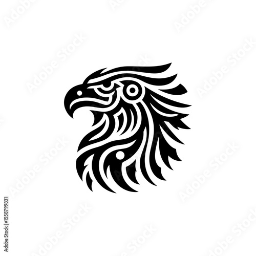 Tribal eagle head outline in black