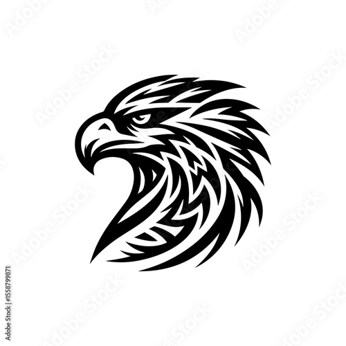 Tribal eagle head outline in black