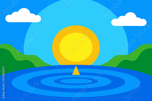 Serene Sunset Ripples on Calm Lake Water, Peaceful Summer Evening