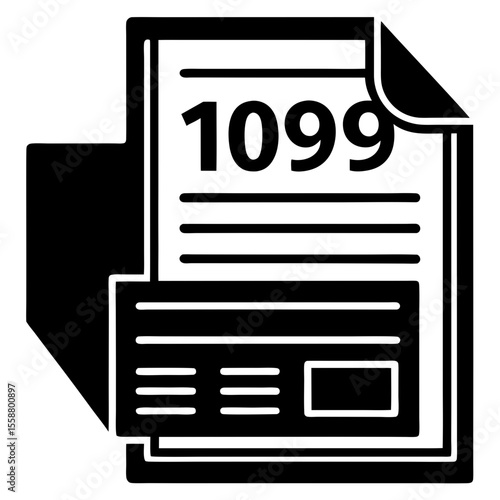 Form one zero nine nine document tax report silhouette vector illustration