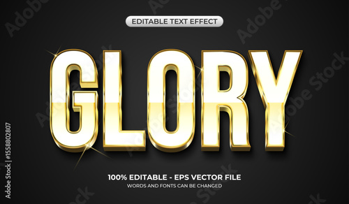 Realistic white and golden chrome text effect. 3D luxury glossy silver metallic text effect