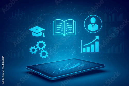 Wallpaper Mural Digital learning interface with holographic educational icons and data visualizations Torontodigital.ca