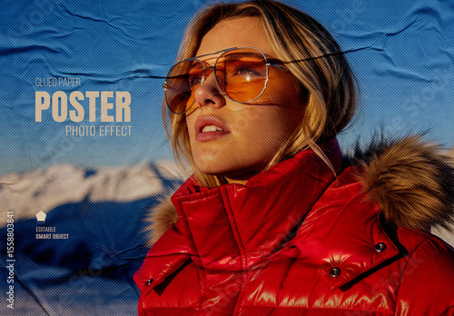 Glued Wrinkled Paper Poster Effect