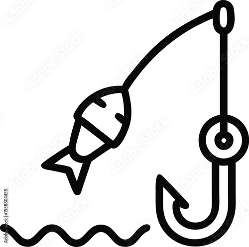 Ice fishing icon vector for winter and sport themes