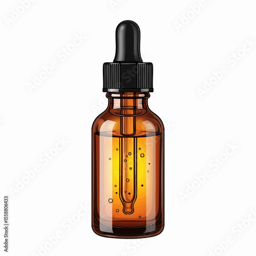 Amber Brown Glass Boston Round Dropper Bottle