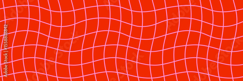 Retro wavy grid checker seamless pattern background in red and pink for psych...