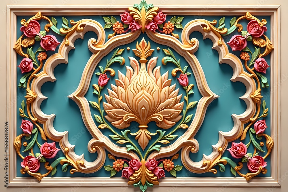 custom made wallpaper toronto digitalOrnate floral relief with gilded scrollwork image