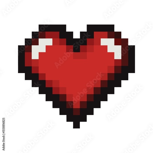 Pixel heart art illustration: a love icon and computer mouse cursor design for web and business heart shape pixel vector illustration on white background