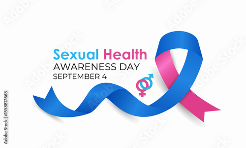 World Sexual Health Day is observed globally on September 4th every year. Promote open conversations around sexual well-being. gender symbols and condoms. Banner poster, flyer and background design.