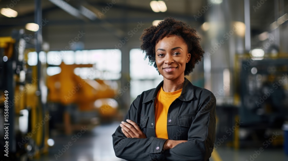Fototapeta premium confident female industrial worker in factory