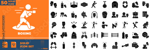 Boxing Solid Editable Icons set. Vector illustration in modern thin solid style of boxing icons: club, mma, sport, etc