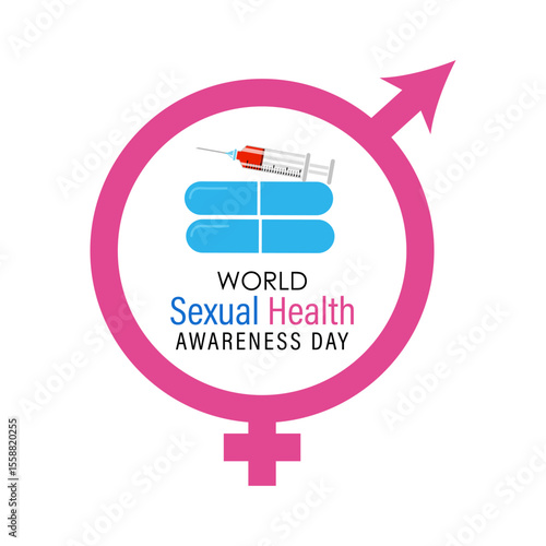 World Sexual Health Day is observed globally on September 4th every year. Promote open conversations around sexual well-being. gender symbols and condoms. Banner poster, flyer and background design.
