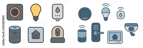 Smart home gadgets displayed in modern design showcasing home automation technology and innovative devices for convenience and security