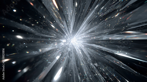 Bright light shining through glass surfaces creating abstract pattern