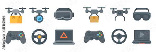 Drones and gaming devices showcasing the fusion of technology in entertainment and delivery systems