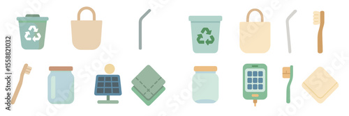 Collection of sustainable products promoting zero waste lifestyle, showcasing eco-friendly choices for everyday use