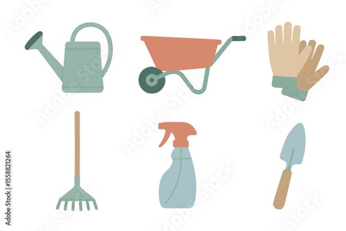 Gardening tools displayed on a light background for home gardening enthusiasts and landscaping projects