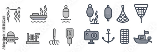Collection of maritime tools and symbols showcased in a modern design for water-related activities and safety