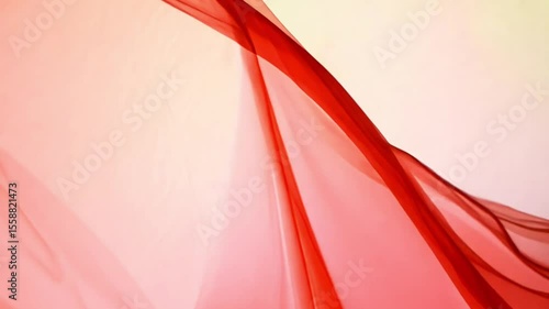 Wallpaper Mural Red silky fabric flowing and waving horizontally in super slow motion and close up, white background Torontodigital.ca