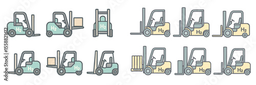 Forklifts designed for hydrogen fuel usage in an industrial setting during daylight hours