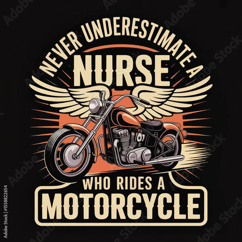 Ride and Heal: Vintage Nurse Motorcycle Badge Celebrating Strength, Speed, and Compassion on Two Wheels, Nurse T-shirt Vector Typography Design