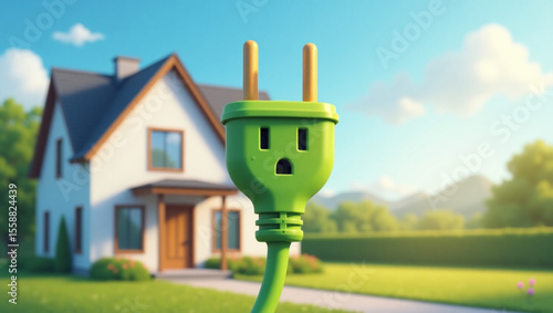 Green power plug - house




