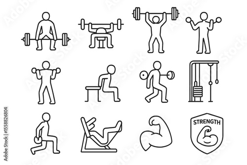 Stick figure icons: weightlifting and exercise fitness symbols