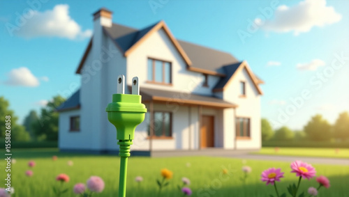 Green power plug - house




