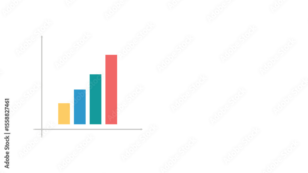 Bar graph, increase value, business and finance concept, infographics chart on white background, copy space for text Bar graph, increase value, business and finance concept, infographics chart on white background, copy space for text