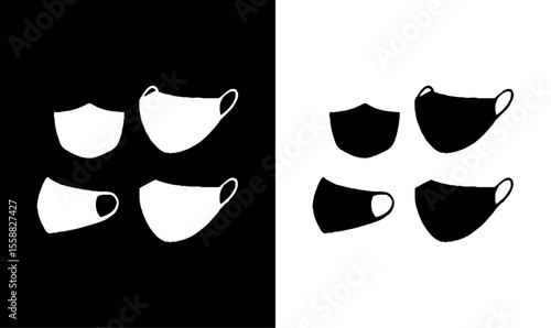 mask silhouette vector illustration, health, doctor, man, wearing, women, kids, virus, corona, mouth mask silhouette vector illustration, black, white, art, design, illustration, icon, mask icon,