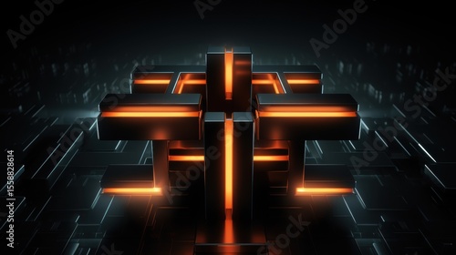 abstract dark orange glowing lines futuristic technology backgro