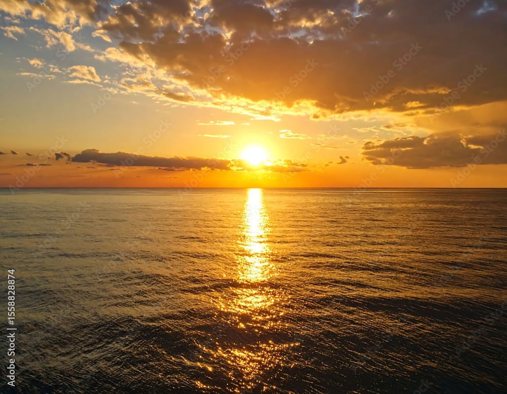 Obraz premium Golden sunset over the ocean