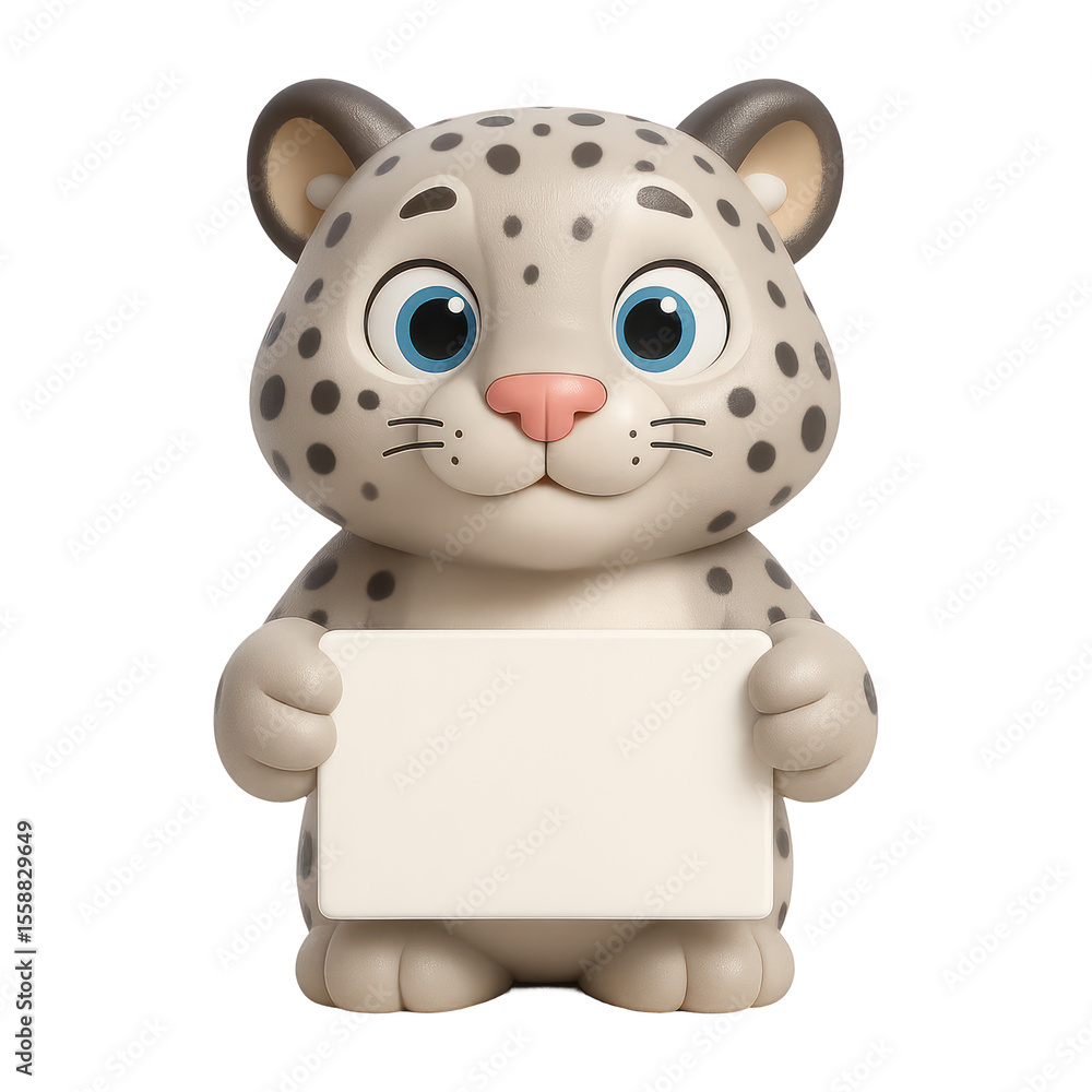Naklejka premium PNG Cute cartoon leopard holding sign