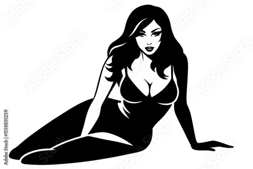 Silhouette Vector Art Illustration of Attractive Lady in Sensual Pose