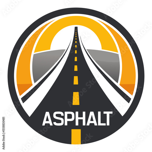Asphalt Roadway Logo Design with Circle Shape on White Background Ideal for Transportation or Construction Company Branding