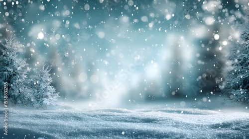 Christmas blue background with snow snowflakes falling winter scene festive backdrop holiday theme
