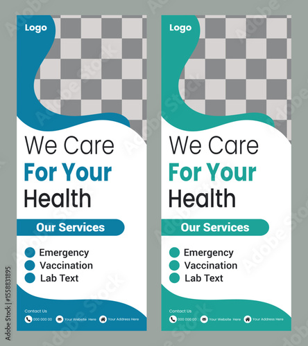  medical healthcare services promotional stand rollup banner design 