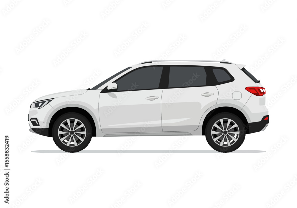 Fototapeta premium White SUV stands on a white background