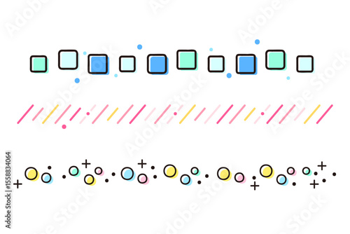 Colorful line set illustration – decorative dividers and borders for design
