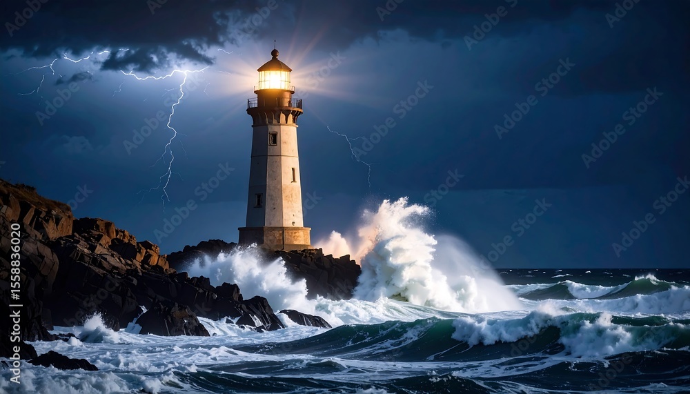 Lighthouse amidst stormy sea Lighthouse amidst stormy sea