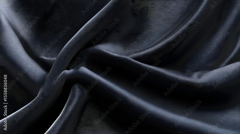 Obraz premium Elegant dark fabric with smooth folds and luxurious texture