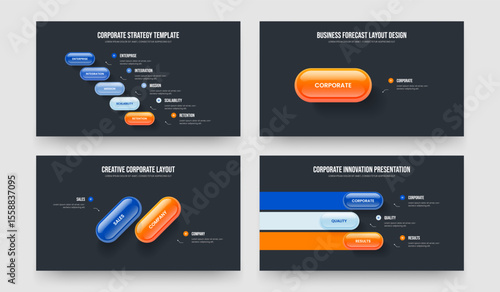 Service Review Five One Two Three Step Diagram Frame Design Vector Illustration Collection. Investor Visualization 5 1 2 3 Element Infographic Slide Layout Bundle.