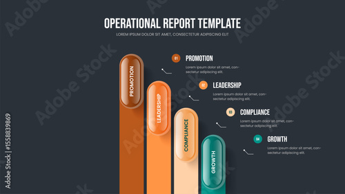 Enterprise Insight 4 Option Diagram Frame Template. Visual Report Slide Design Vector Illustration. Marketing Showcase Four Element Infographic Presentation Layout.