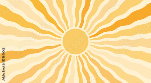 Sun burst pattern background ray sunshine. Retro summer sun wave vector geometric texture beam