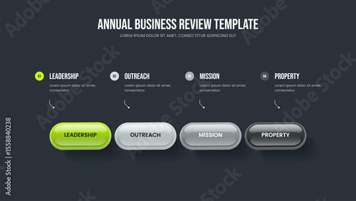 Digital Growth 4 Option Diagram Slide Layout. Enterprise Development Frame Design Vector Illustration. Product Campaign Four Element Infographic Presentation Template.