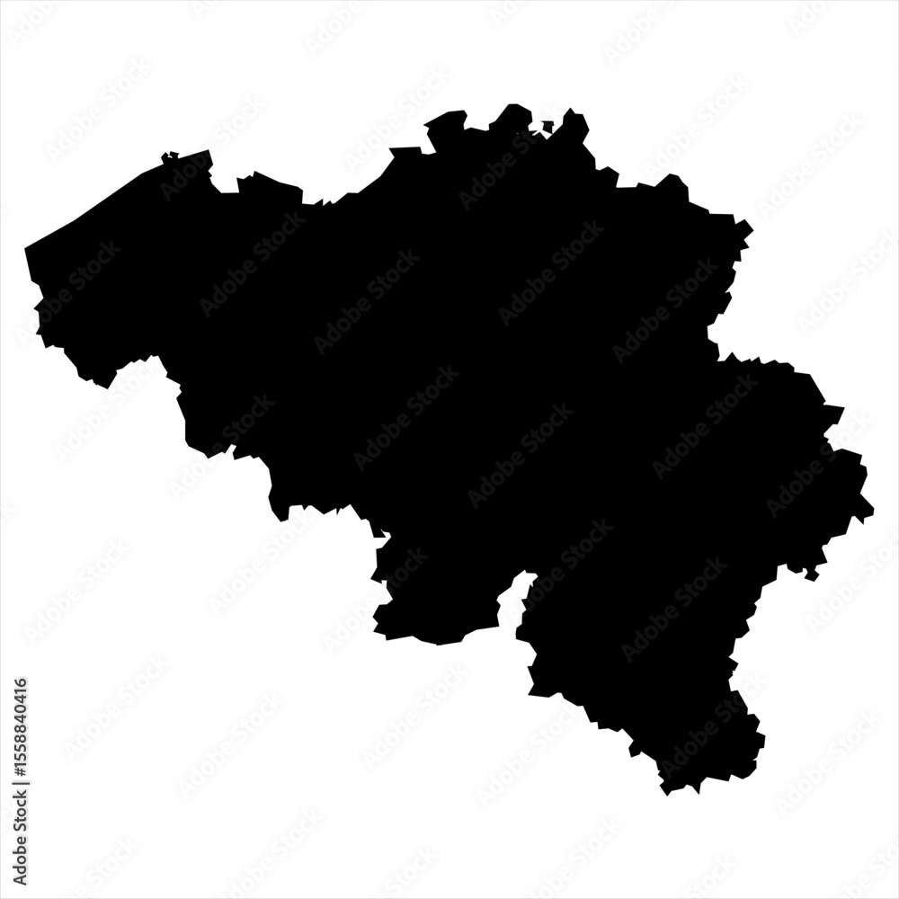 Obraz premium Belgium Map - black World Map International vector template with High detailed isolated on white background - Vector