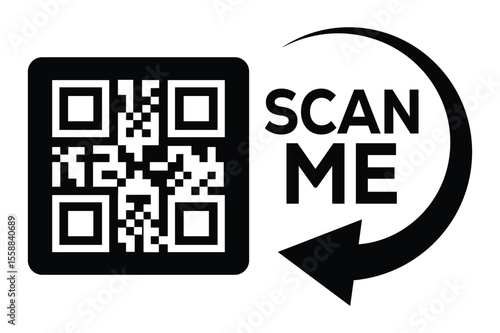 Scan QR code icon. Digital scanning qr code. QR code scan for smartphone. Scan Here text on top of the qr code