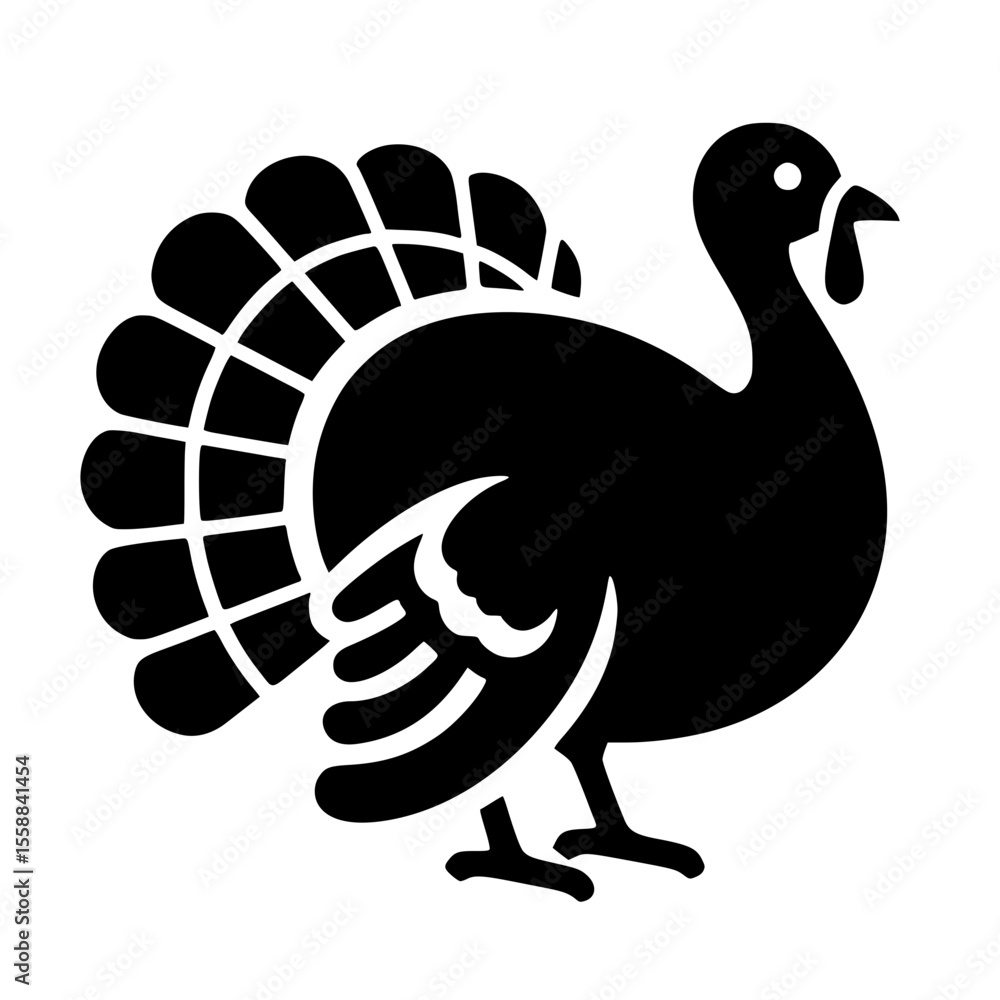 Fototapeta premium Minimalist Black SVG Silhouette of a Turkey Bird for Thanksgiving and Seasonal Design Use