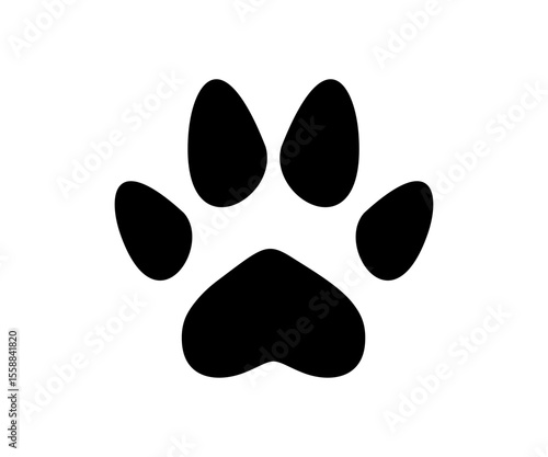 Pet paw silhouette. Dog or cat paw print icon vector design and illustration. 
